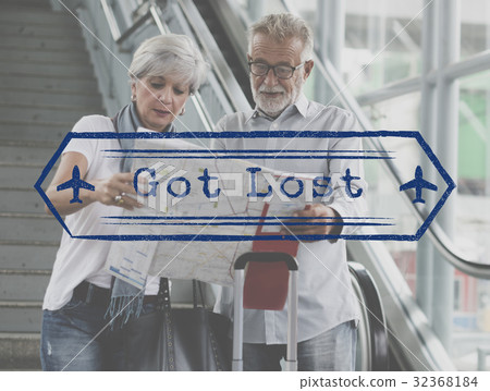 Senior Adult Couple Travel Together Lifestyle Word Graphic Web Booking 32368184