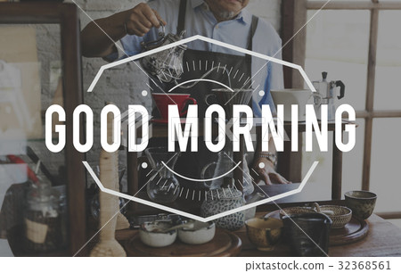 Good Morning Coffee Refresh Word Stamp Banner Graphic Good Morning Coffee Refresh Word Stamp Banner Graphic 32368561