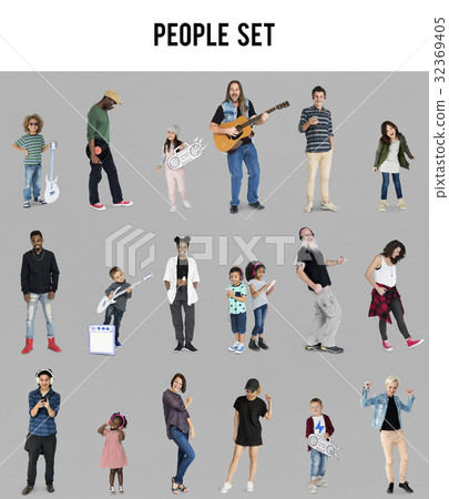 Diverse of People Enjoy Music Lifestyle Studio Isolated 32369405