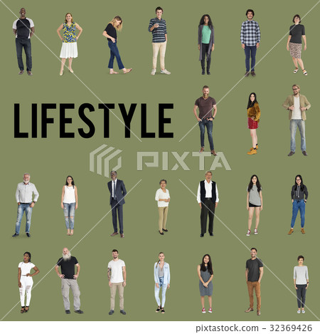 Various of diversity people full body standing with smiling on background 32369426