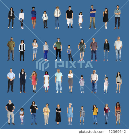 Diversity People Set Gesture Standing Together Studio Isolated 32369642