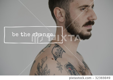 Life Motivation Word on Adult Tattoo Shirtless Man Background Life Motivation Word on Adult Tattoo Shirtless Man Background 32369849
