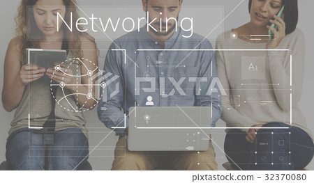 People connected with global communications network People connected with global communications network 32370080