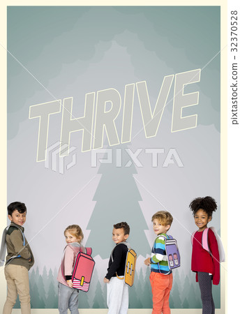 Group of school kids with aspiration word graphic 32370528