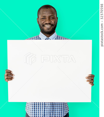Adult Man Hands Hold Blank Paper Board Copy Space 32370598