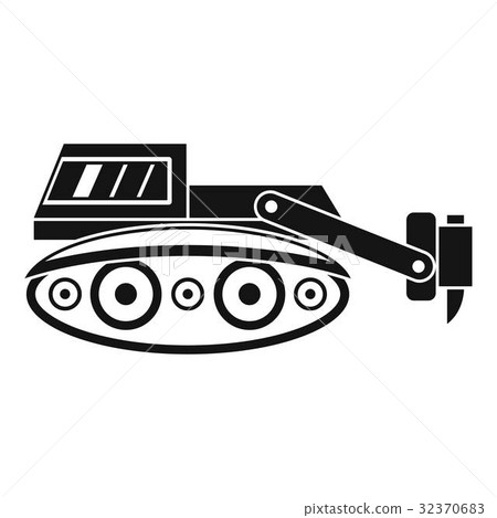 Excavator with hydraulic hammer icon simple Excavator with hydraulic hammer icon simple 32370683