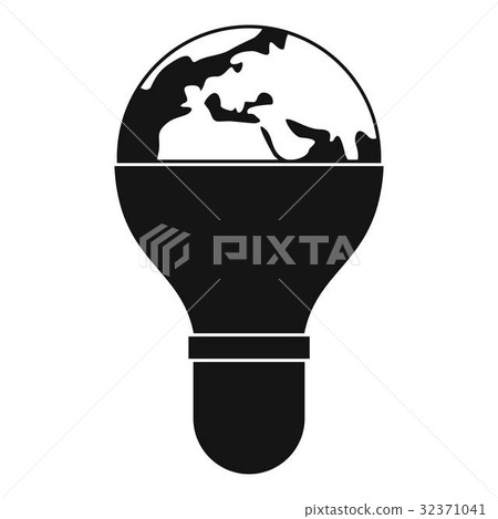 Light bulb and planet Earth icon simple 32371041