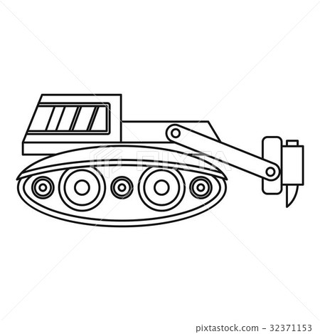 Excavator with hydraulic hammer icon outline Excavator with hydraulic hammer icon outline 32371153