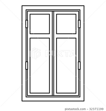 Wooden window icon outline 32371199