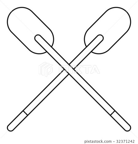 Two wooden crossed oars icon outline 32371242