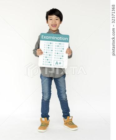 Young boy holding banner network graphic overlay Young boy holding banner network graphic overlay 32371368