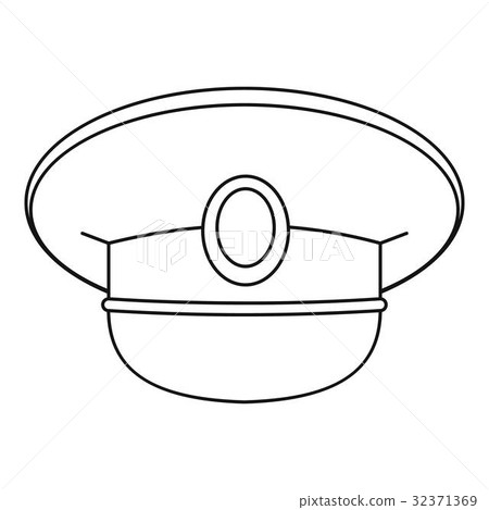 White nautical hat icon outline 32371369