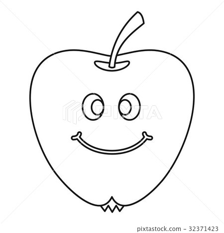 Smiling apple icon outline - Stock Illustration [32371423] - PIXTA