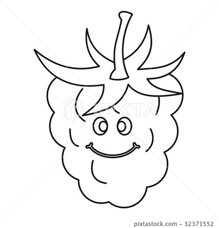Ripe fresh smiling raspberry icon outline 32371552