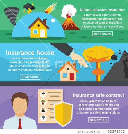 Insurance safe banner horizontal set, flat style 32371622