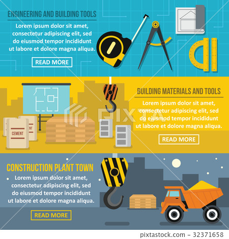 Building tools banner horizonatal set, flat style Building tools banner horizonatal set, flat style 32371658