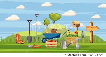 Gardener tools icons set, cartoon style Gardener tools icons set, cartoon style 32371724