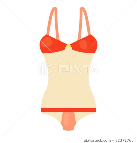 Red and white swimsuit icon, cartoon style 32371763