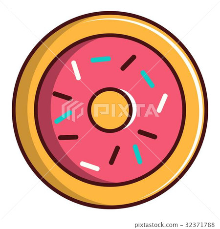 Pink glazed donut icon, cartoon style 32371788