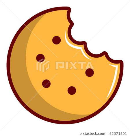 Bitten round cookie icon, cartoon style 32371801