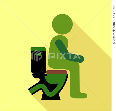 Man sitting on the toilet icon, flat style 32371850