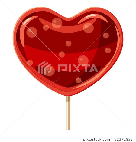 Red heart shaped lollipop icon, cartoon style 32371855