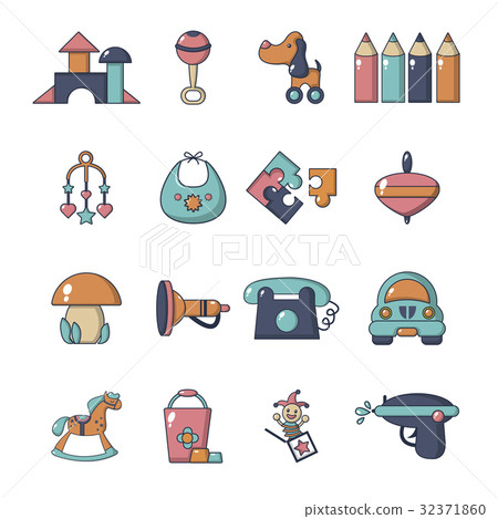 Kindergarten icons set, cartoon style 32371860