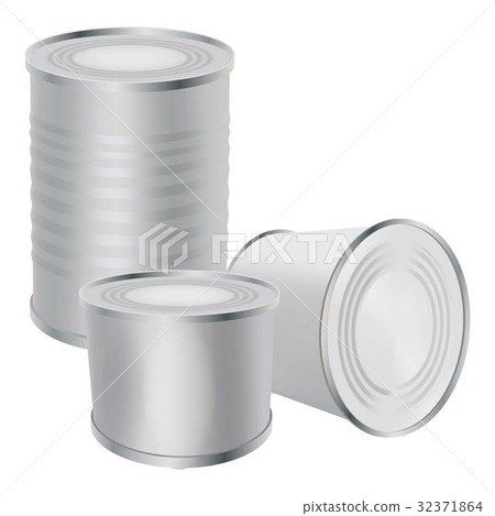 Blank tin cans mockup, realistic style 32371864