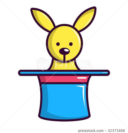 Rabbit appearing from a top magic hat icon 32371888