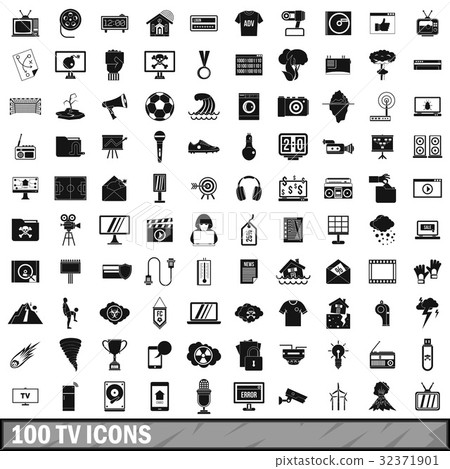 100 TV icons set, simple style - Stock Illustration [32371901] - PIXTA