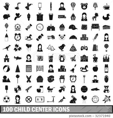 100 child center icons set, simple style - Stock Illustration [32371940 ...