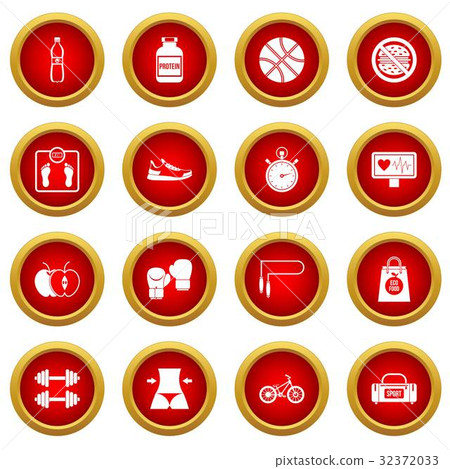 Healthy life icon red circle set 32372033