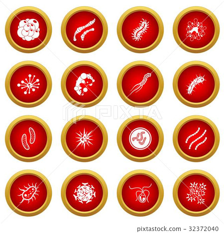 Virus bacteria icon red circle set - Stock Illustration [32372040] - PIXTA