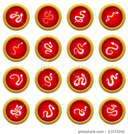 Snake icon red circle set 32372042