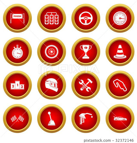 Racing speed icon red circle set Racing speed icon red circle set 32372146