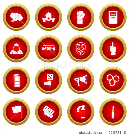 Protest icon red circle set Protest icon red circle set 32372148