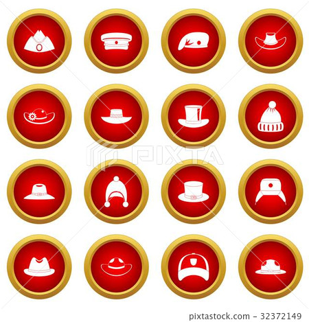 Headdress hat icon red circle set 32372149