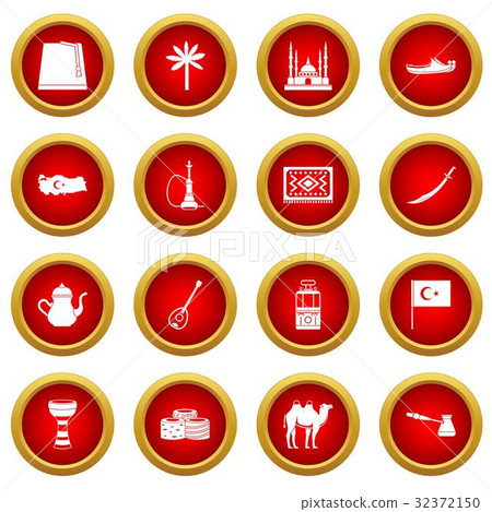 Turkey travel icon red circle set Turkey travel icon red circle set 32372150