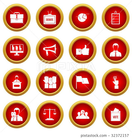 Election voting icon red circle set Election voting icon red circle set 32372157