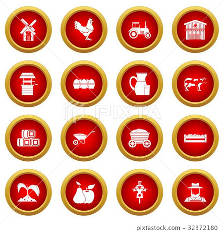 Farm icon red circle set - Stock Illustration [32372180] - PIXTA