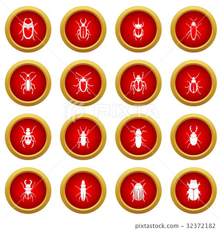 Bugs icon red circle set Bugs icon red circle set 32372182