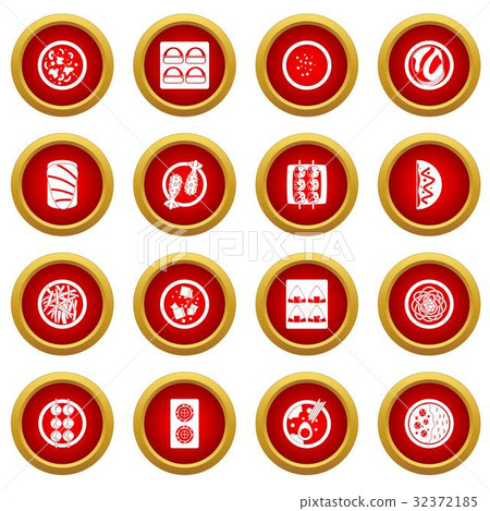 Japan food icon red circle set Japan food icon red circle set 32372185