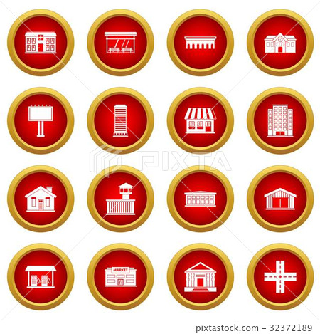 City infrastructure items icon red circle set 32372189