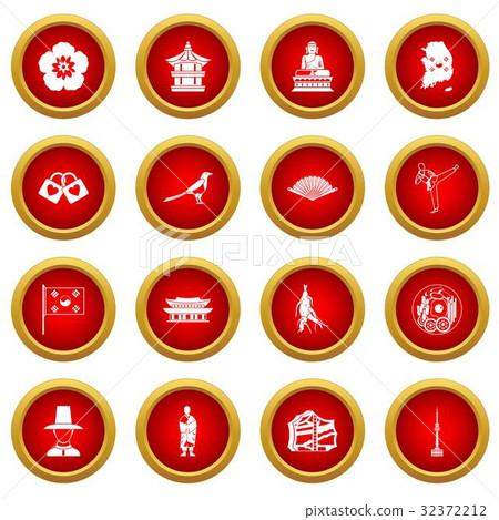 South Korea icon red circle set South Korea icon red circle set 32372212