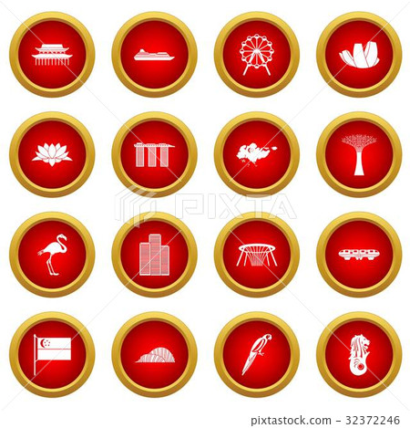 Singapore icon red circle set 32372246