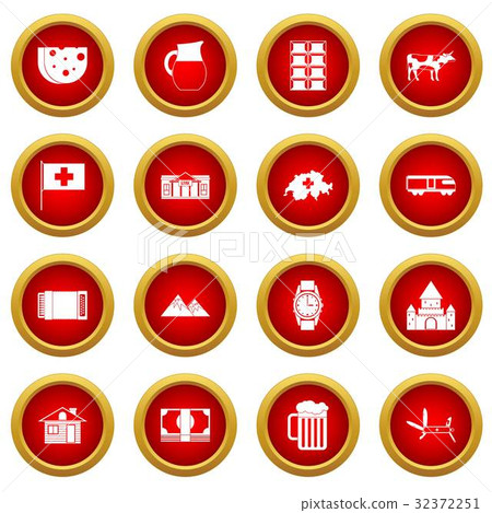 Switzerland icon red circle set 32372251