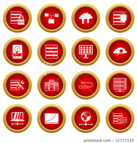Database icon red circle set Database icon red circle set 32372339