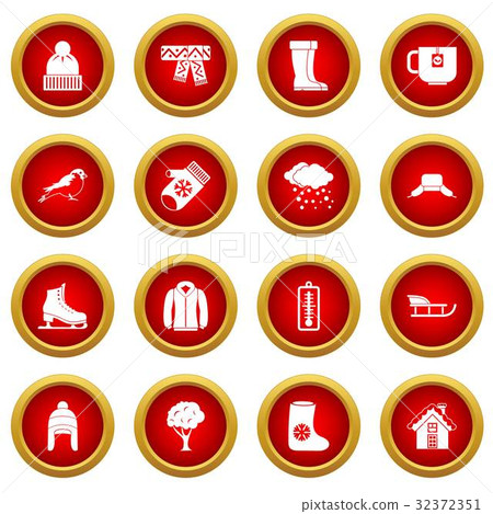 Winter icon red circle set 32372351