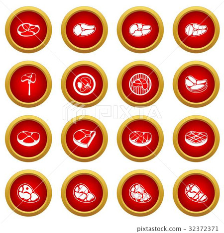 Steak icon red circle set 32372371