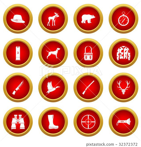 Hunting icon red circle set 32372372